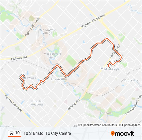 Plan de la ligne 10 de bus