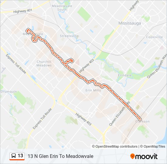 13 bus Line Map