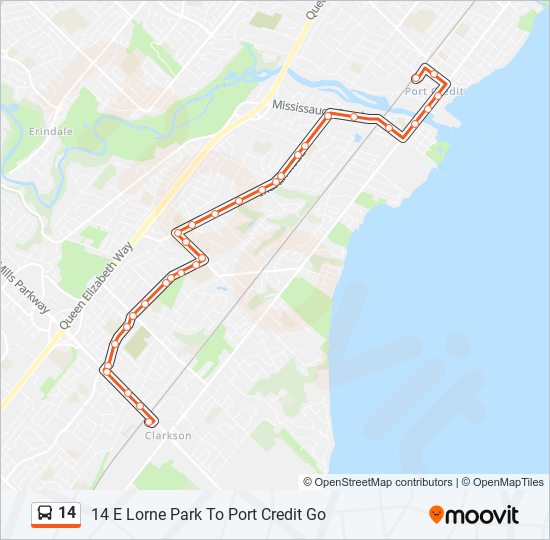 Plan de la ligne 14 de bus