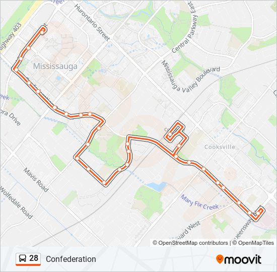 Plan de la ligne 28 de bus