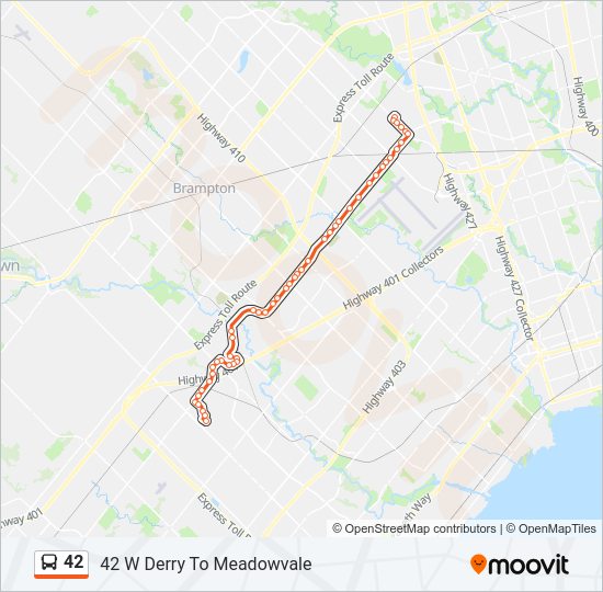 Plan de la ligne 42 de bus