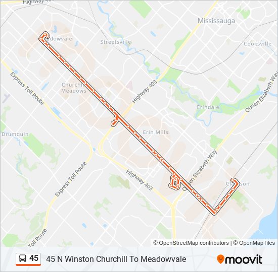 45 bus Line Map