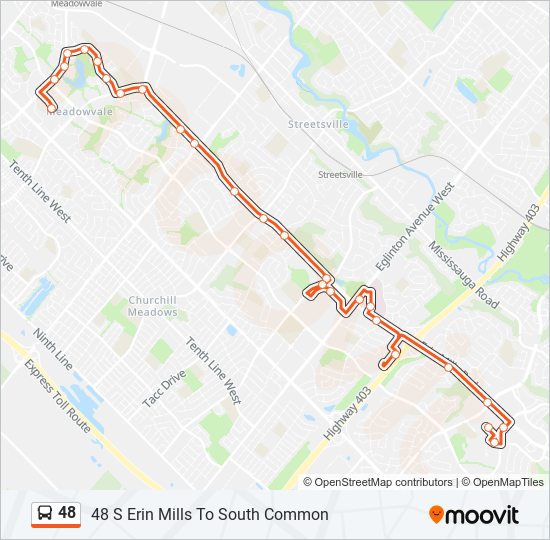 Plan de la ligne 48 de bus