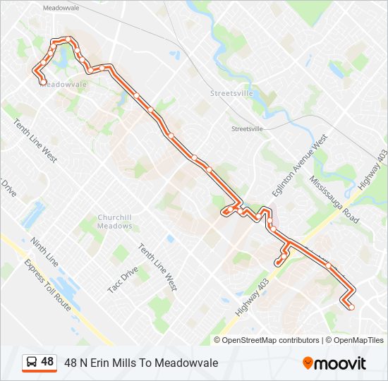 Plan de la ligne 48 de bus