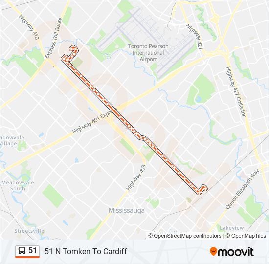 Plan de la ligne 51 de bus