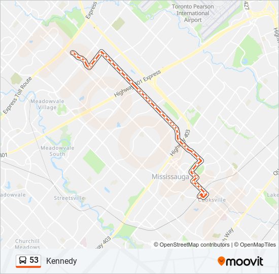 Plan de la ligne 53 de bus