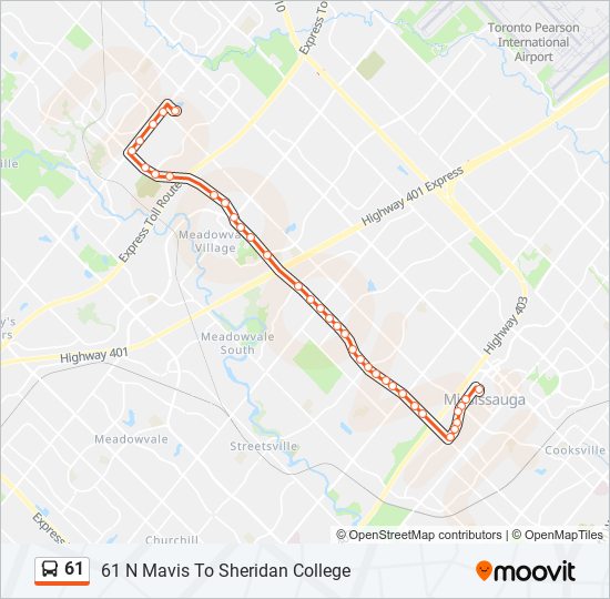 Plan de la ligne 61 de bus