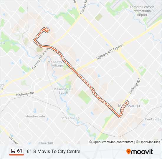 Plan de la ligne 61 de bus