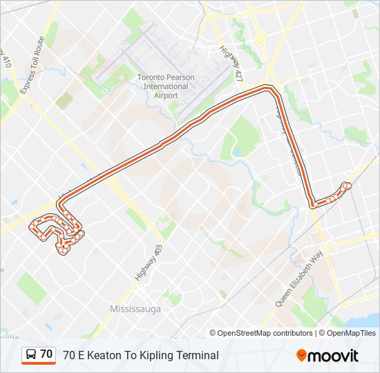 Plan de la ligne 70 de bus