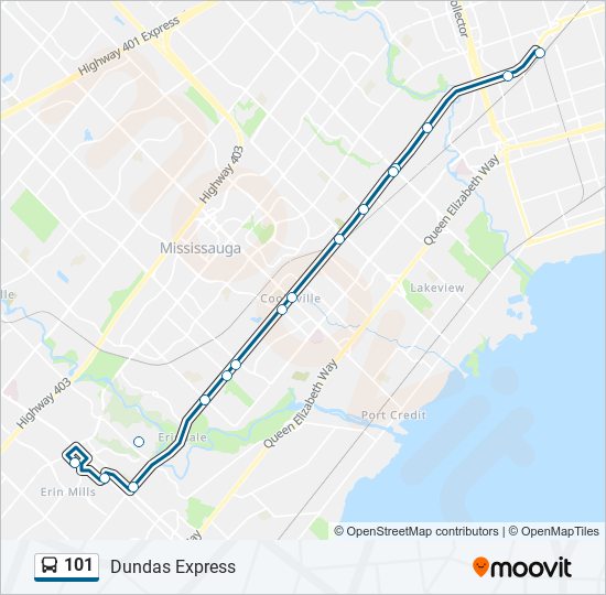 Plan de la ligne 101 de bus