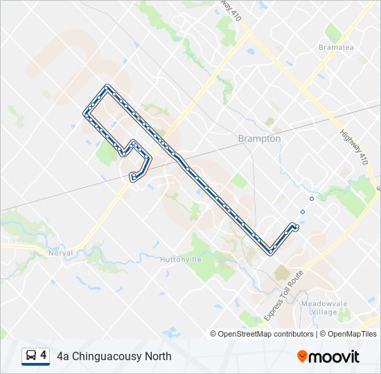 Brampton Transit Map Pdf 4 Route: Schedules, Stops & Maps - 4A Chinguacousy North (Updated)