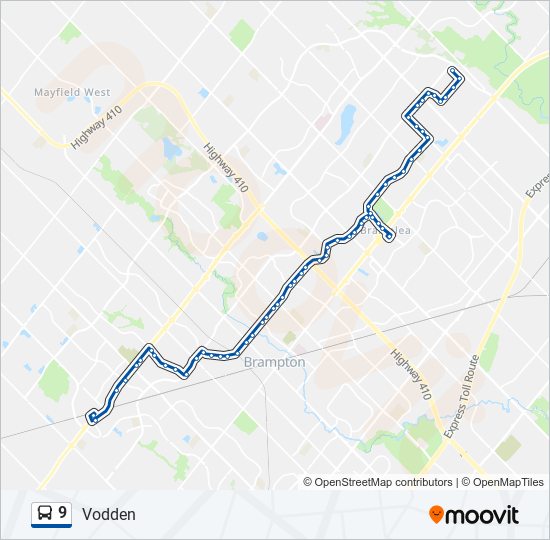 Plan de la ligne 9 de bus