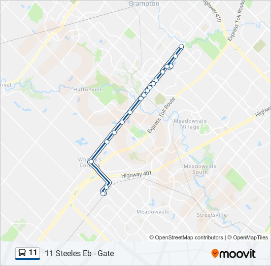 Plan de la ligne 11 de bus