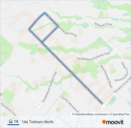 Plan de la ligne 14 de bus