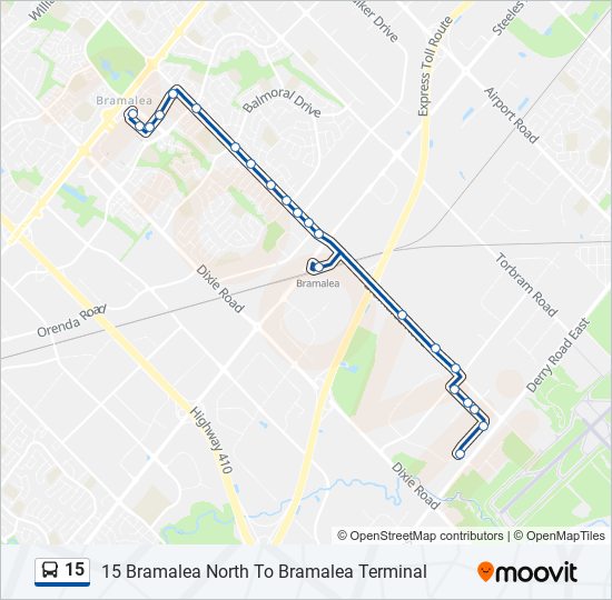 Plan de la ligne 15 de bus