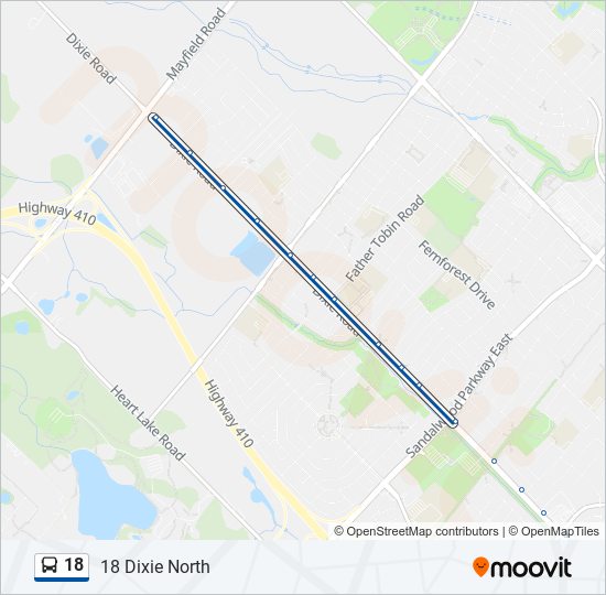 Plan de la ligne 18 de bus