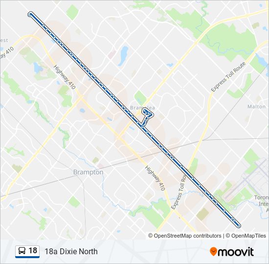 Plan de la ligne 18 de bus