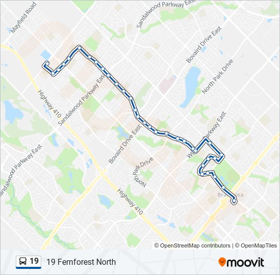 19 bus Line Map