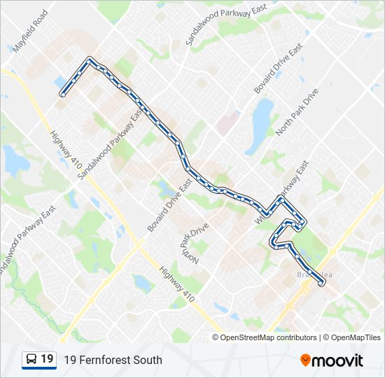 19 bus Line Map