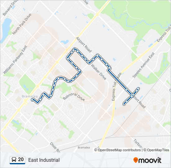 Plan de la ligne 20 de bus