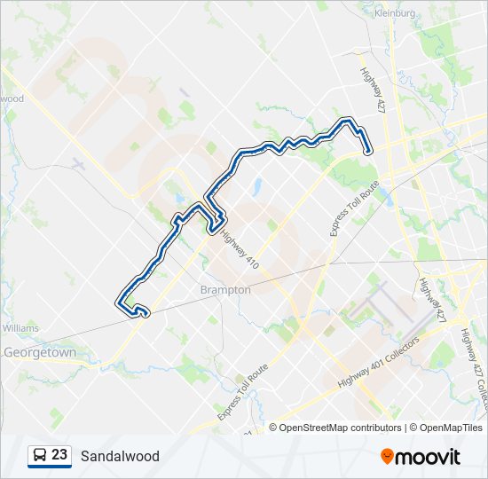 Plan de la ligne 23 de bus