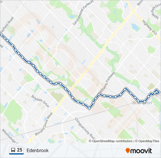 Plan de la ligne 25 de bus