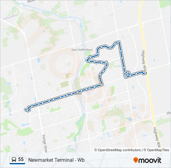 55 Route: Schedules, Stops & Maps - Newmarket Terminal - Wb (Updated)