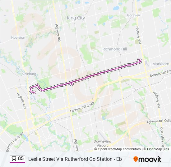 Plan de la ligne 85 de bus