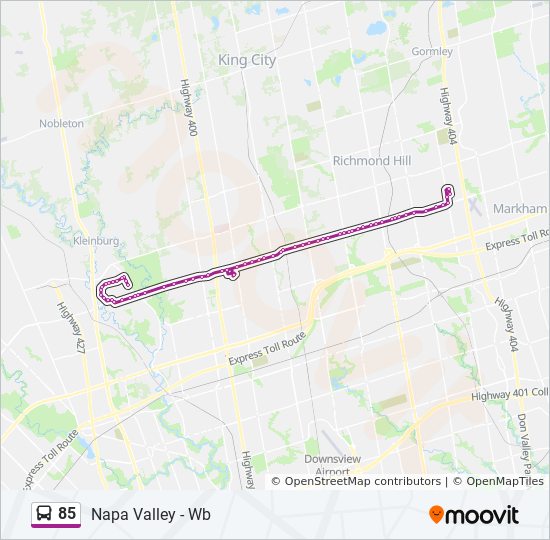 85 Bus Route Map 85 Route: Schedules, Stops & Maps - Napa Valley - Wb (Updated)