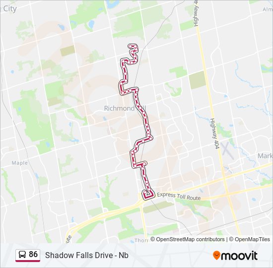 86 Route: Schedules, Stops & Maps - Shadow Falls - Nb (Updated)