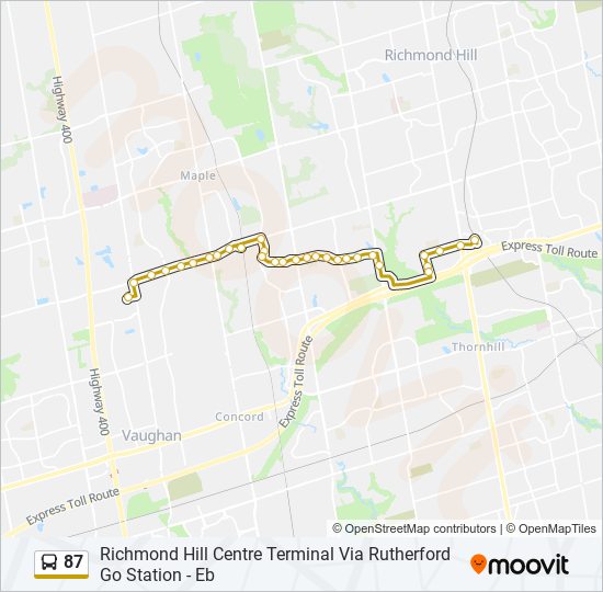 Plan de la ligne 87 de bus