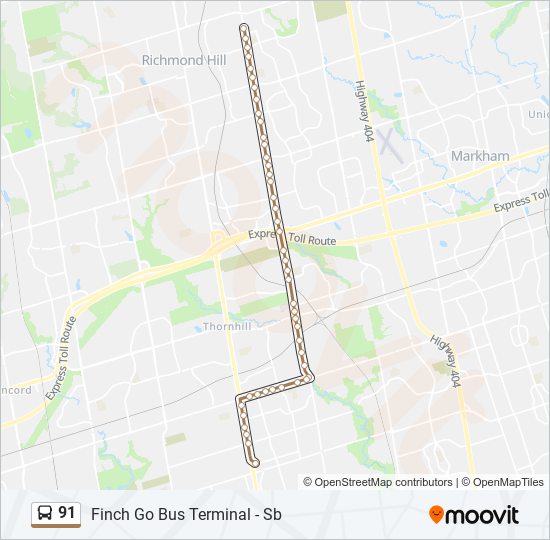 Plan de la ligne 91 de bus