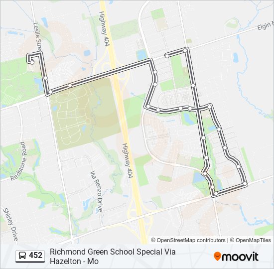 Plan de la ligne 452 de bus