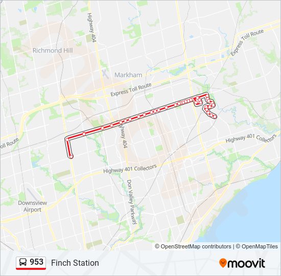 Plan de la ligne 953 de bus