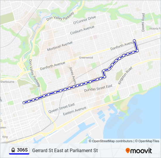 Plan de la ligne 306S de Streetcar