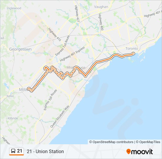 21 bus Line Map