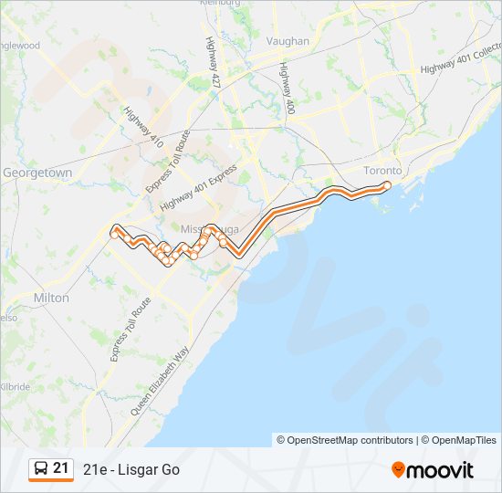 21 bus Line Map