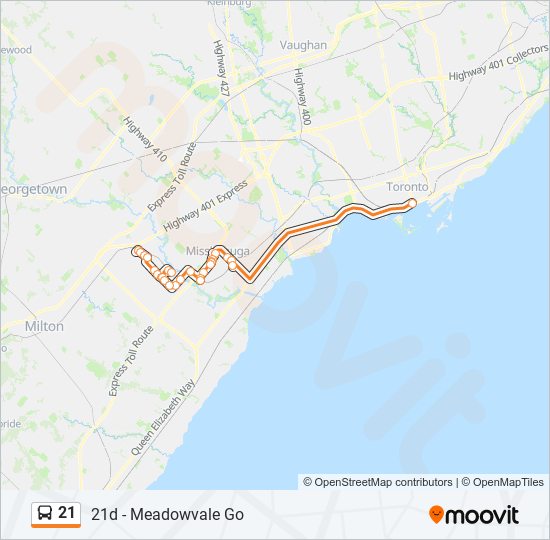 21 bus Line Map