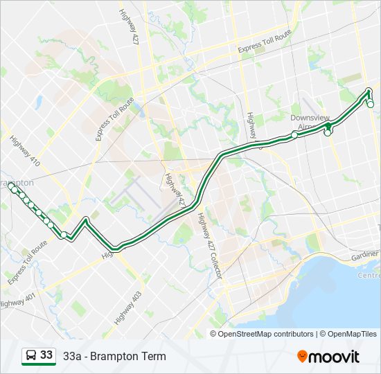 Bus 33 Route Map 33 Route: Schedules, Stops & Maps - 33A - Brampton Term (Updated)