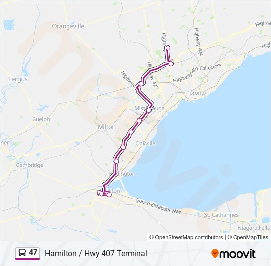 47 bus Line Map