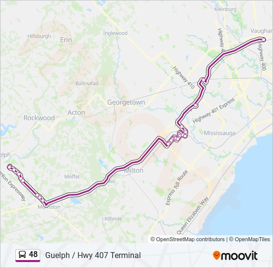 Plan de la ligne 48 de bus