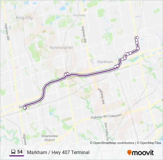 Bus 54 Route Map 54 Route: Schedules, Stops & Maps - 54 - Hwy. 407 Bus Term (Updated)