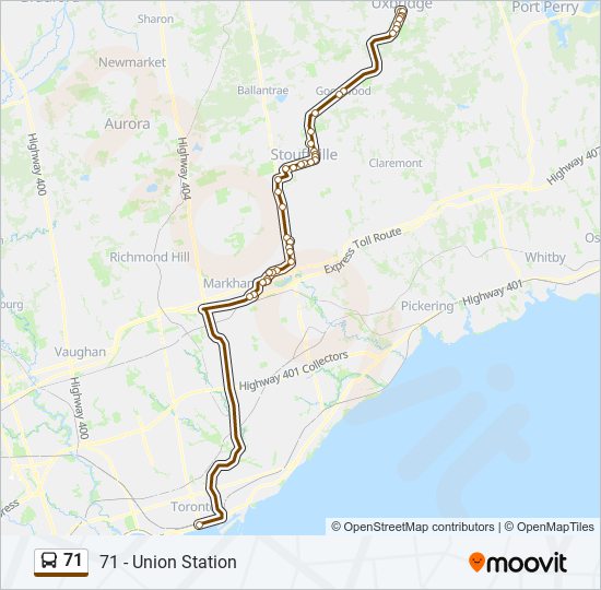 Plan de la ligne 71 de bus