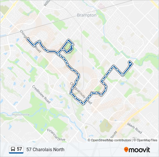 Plan de la ligne 57 de bus