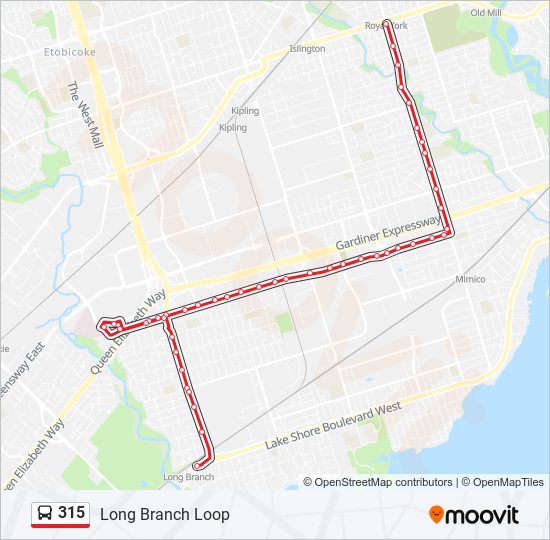 Plan de la ligne 315 de bus