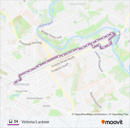 34 bus Line Map