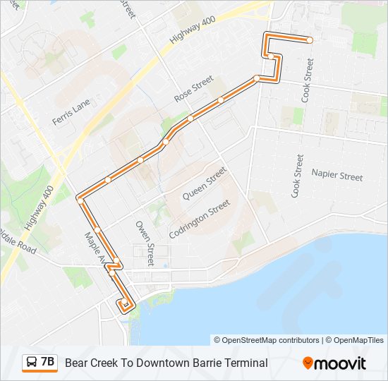 Plan de la ligne 7B de bus