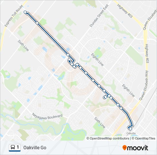 Plan de la ligne 1 de bus