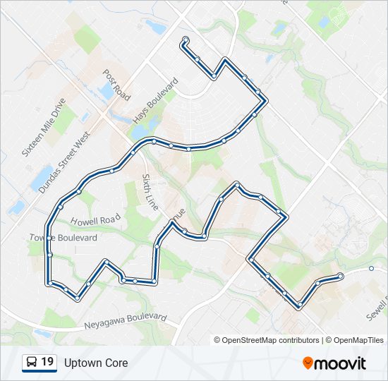 Plan de la ligne 19 de bus