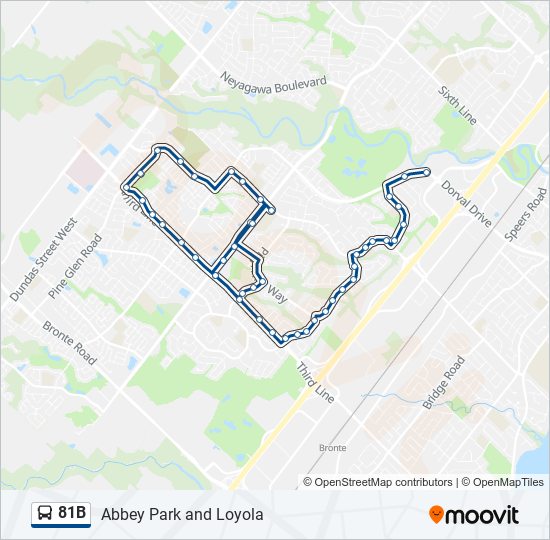 Plan de la ligne 81B de bus